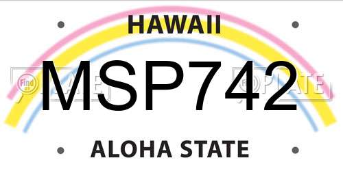 MSP742 Hawaii License Plate