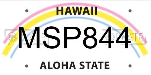 MSP844 Hawaii License Plate
