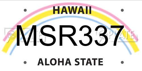 MSR337 Hawaii License Plate