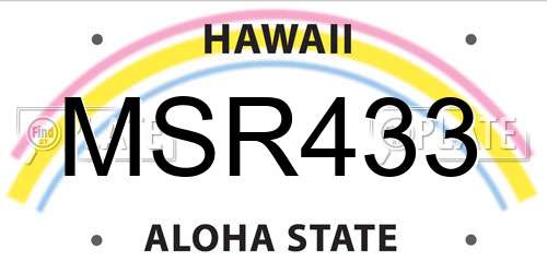 MSR433 Hawaii License Plate