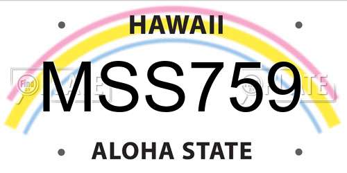 MSS759 Hawaii License Plate