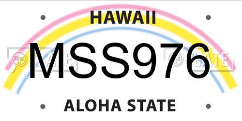 MSS976 Hawaii License Plate