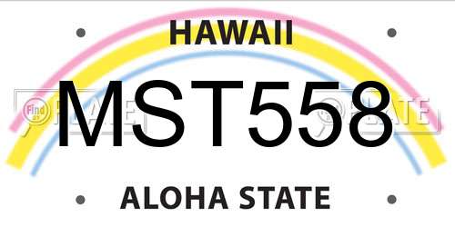 MST558 Hawaii License Plate