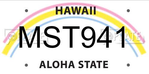MST941 Hawaii License Plate