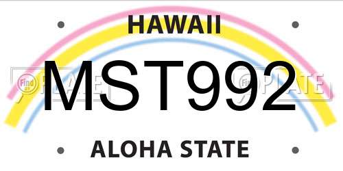 MST992 Hawaii License Plate