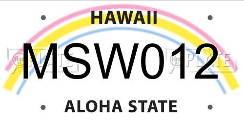 MSW012 Hawaii License Plate