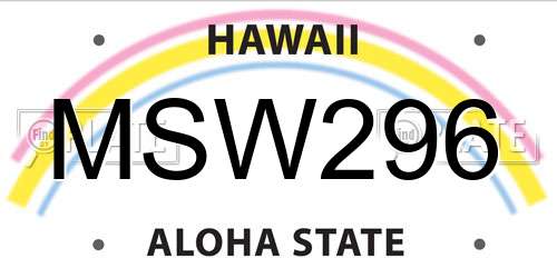 MSW296 Hawaii License Plate