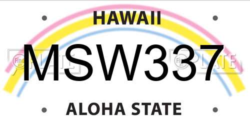 MSW337 Hawaii License Plate
