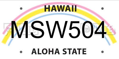 MSW504 Hawaii License Plate