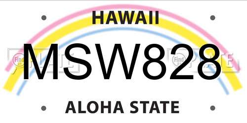 MSW828 Hawaii License Plate