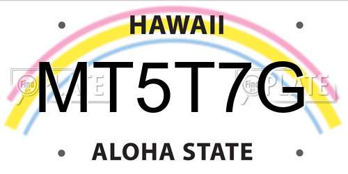 MT5T7G Hawaii License Plate
