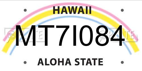 MT7I084 Hawaii License Plate