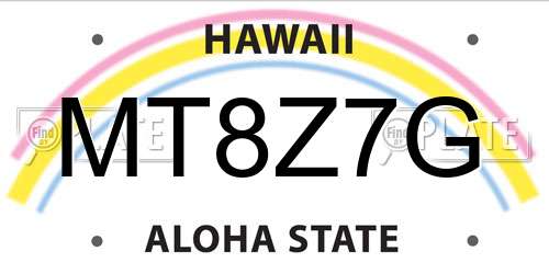 MT8Z7G Hawaii License Plate