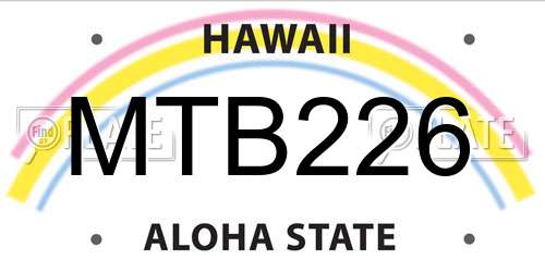 MTB226 Hawaii License Plate