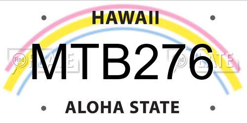 MTB276 Hawaii License Plate