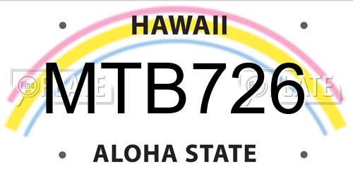 MTB726 Hawaii License Plate