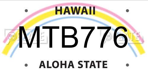 MTB776 Hawaii License Plate