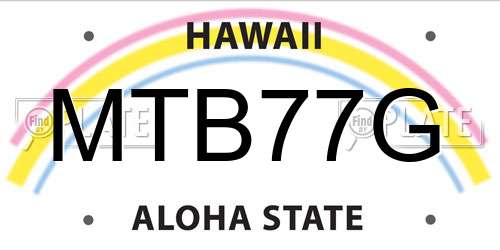 MTB77G Hawaii License Plate