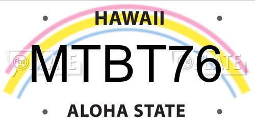 MTBT76 Hawaii License Plate