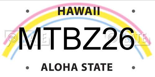 MTBZ26 Hawaii License Plate