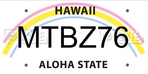 MTBZ76 Hawaii License Plate