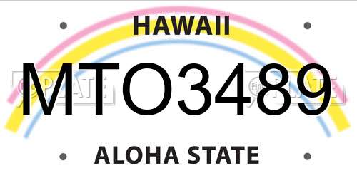 MTO3489 Hawaii License Plate