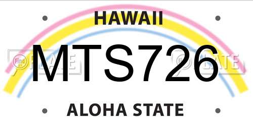 MTS726 Hawaii License Plate