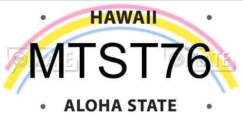 MTST76 Hawaii License Plate