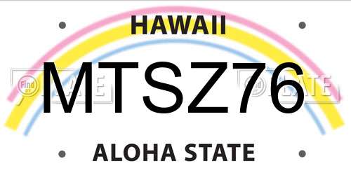 MTSZ76 Hawaii License Plate