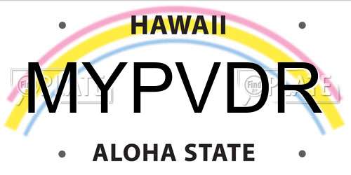 MYPVDR Hawaii License Plate