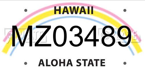 MZ03489 Hawaii License Plate