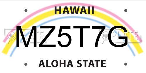 MZ5T7G Hawaii License Plate