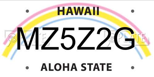 MZ5Z2G Hawaii License Plate