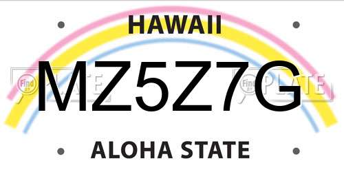 MZ5Z7G Hawaii License Plate