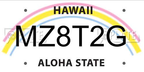 MZ8T2G Hawaii License Plate