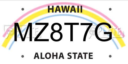 MZ8T7G Hawaii License Plate