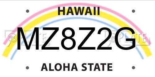 MZ8Z2G Hawaii License Plate