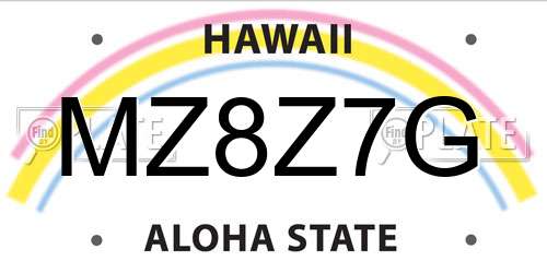 MZ8Z7G Hawaii License Plate