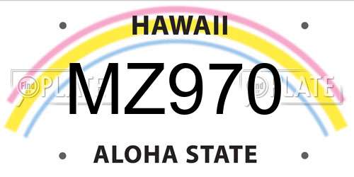 MZ970 Hawaii License Plate