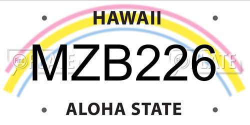 MZB226 Hawaii License Plate