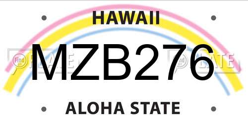 MZB276 Hawaii License Plate