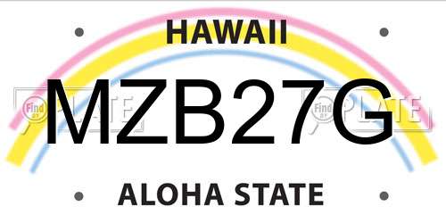 MZB27G Hawaii License Plate