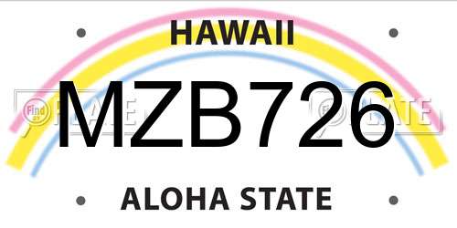MZB726 Hawaii License Plate