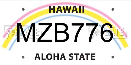 MZB776 Hawaii License Plate