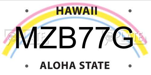 MZB77G Hawaii License Plate