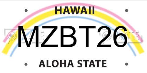 MZBT26 Hawaii License Plate