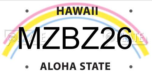 MZBZ26 Hawaii License Plate