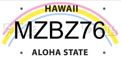 MZBZ76 Hawaii License Plate
