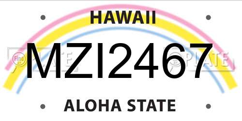 MZI2467 Hawaii License Plate