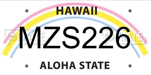 MZS226 Hawaii License Plate